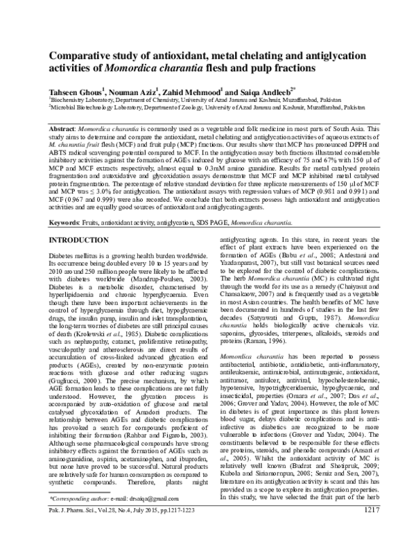 (PDF) Comparative study of antioxidant, metal chelating and ...