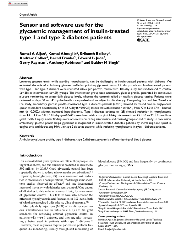 (PDF) Sensor and software use for the glycaemic management of insulin ...