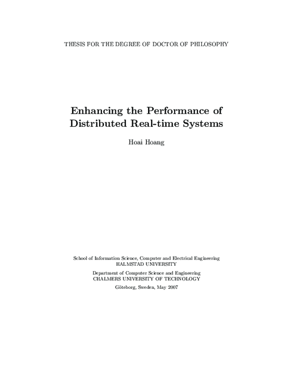 (PDF) Enhancing the Performance of Distributed Real-Time Systems