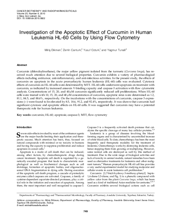 (PDF) Investigation of the Apoptotic Effect of Curcumin in Human ...