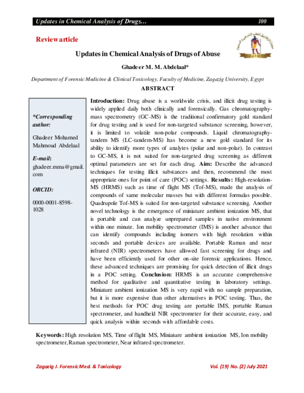 (PDF) Updates in Chemical Analysis of Drugs of Abuse