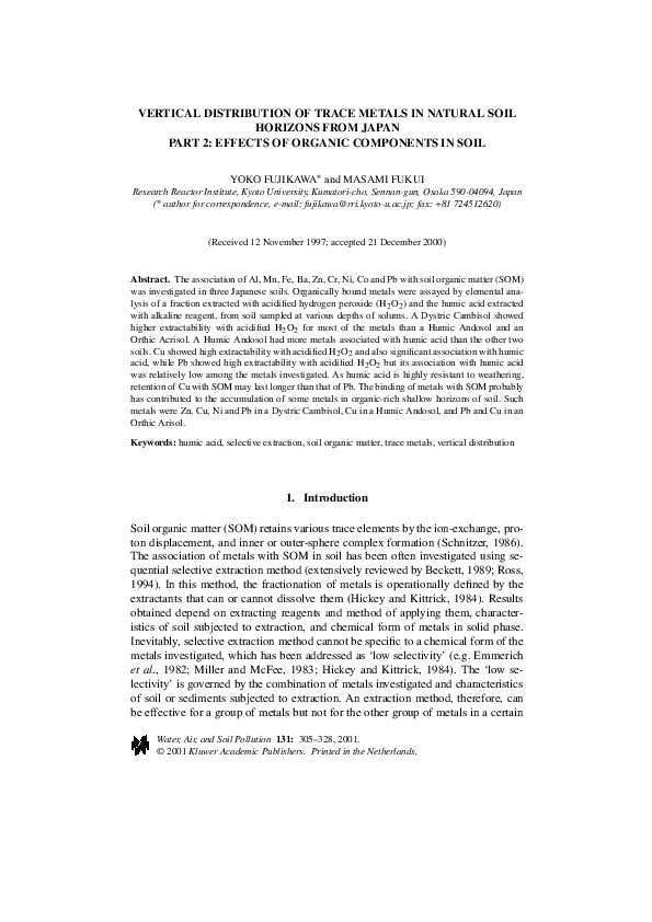 (PDF) Vertical Distribution of Trace Metals in Natural Soil Horizons ...