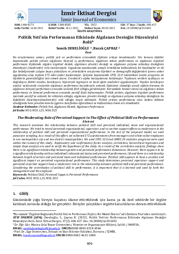 (PDF) The Moderating Role of Perceived Support in The Effect of ...