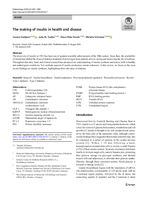 (PDF) The making of insulin in health and disease