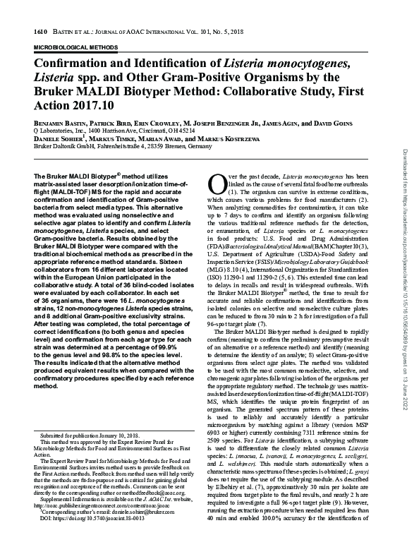 (PDF) Confirmation and Identification of Listeria monocytogenes, Listeria spp. and Other Gram