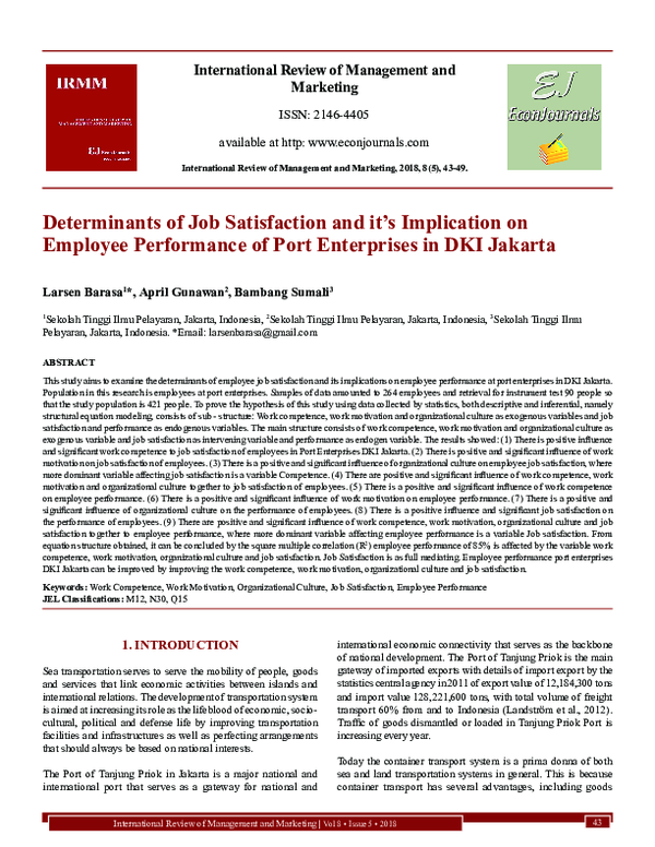 (PDF) Determinants of Job Satisfaction and it’s Implication on Employee ...
