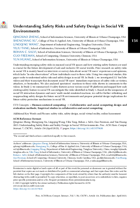 (PDF) Understanding Safety Risks and Safety Design in Social VR ...