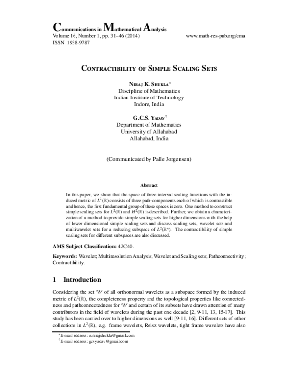 (PDF) Contractibility of Simple Scaling Sets