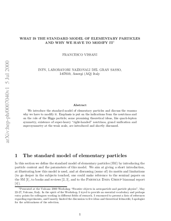 (PDF) What is the Standard Model of Elementary Particles and Why We ...