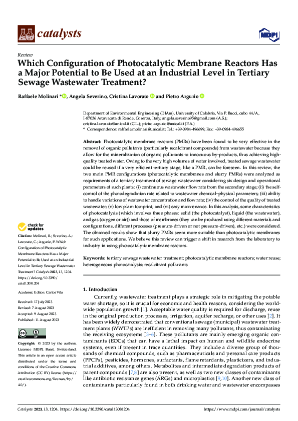 (PDF) Which Configuration of Photocatalytic Membrane Reactors Has a ...