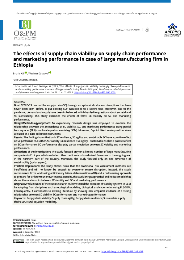 (PDF) The effects of supply chain viability on supply chain performance ...