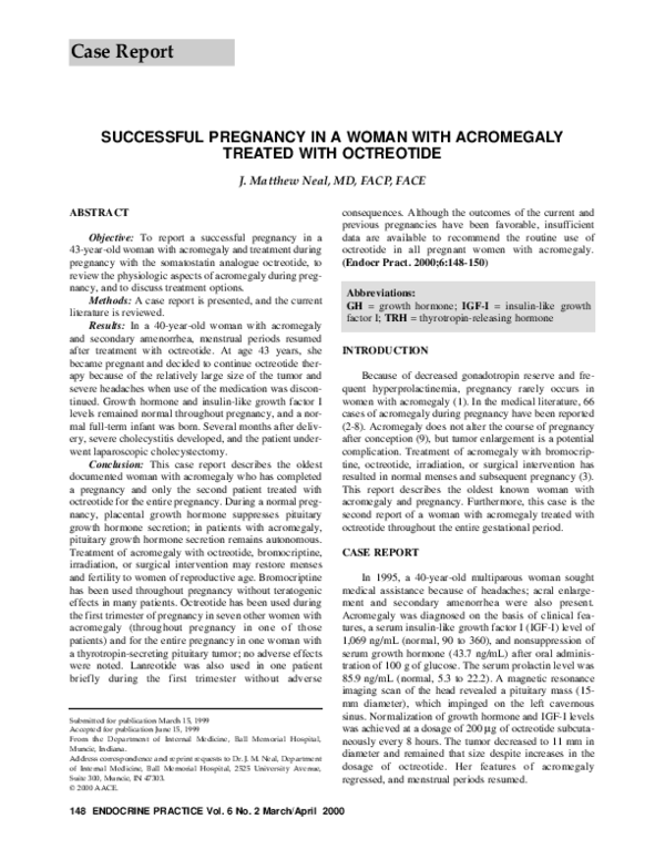(PDF) Successful Pregnancy In A Woman With Acromegaly Treated With ...