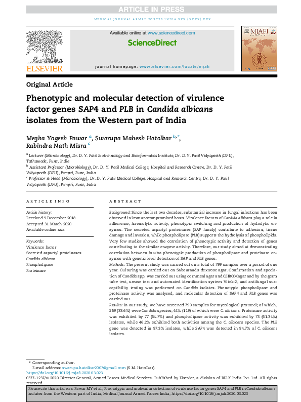 (PDF) Phenotypic and molecular detection of virulence factor genes SAP4 ...