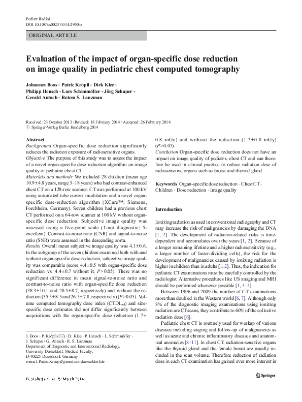 (PDF) Evaluation of the impact of organ-specific dose reduction on ...