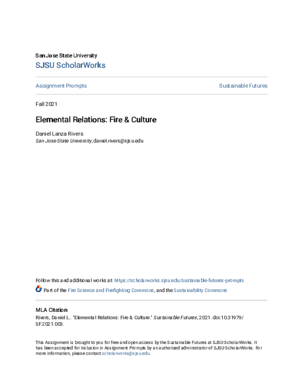 (PDF) Elemental Relations: Fire & Culture in California (Curriculum)