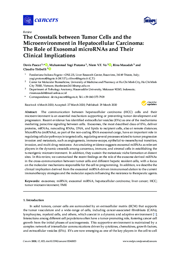 (PDF) The Crosstalk between Tumor Cells and the Microenvironment in ...