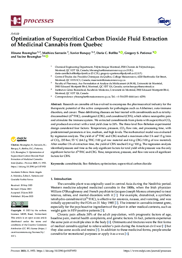 (PDF) Optimization of Supercritical Carbon Dioxide Fluid Extraction of ...