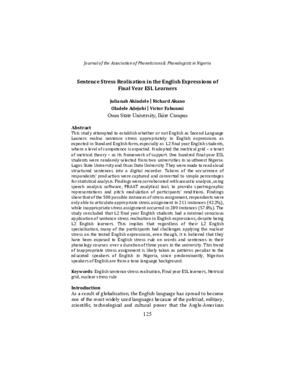 (PDF) Sentence Stress Realisation in the English Expressions of Final ...