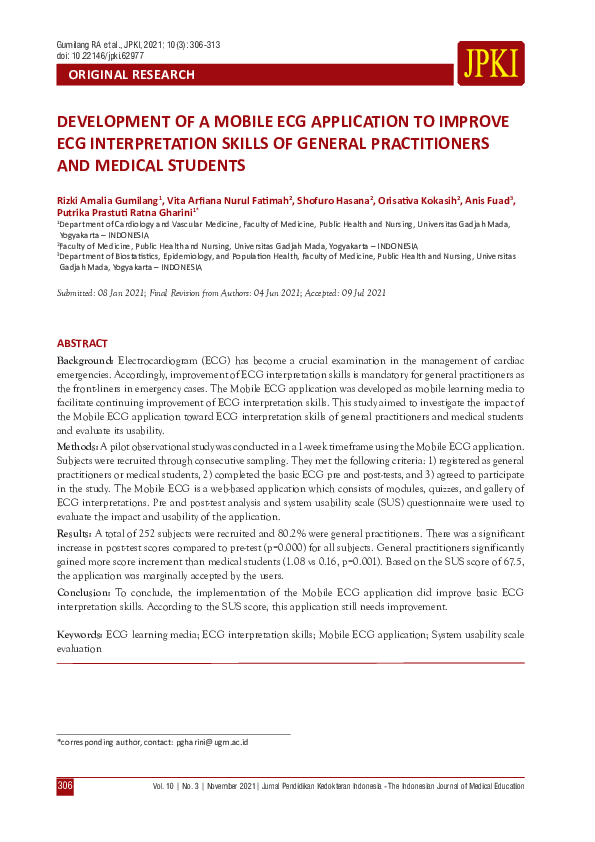 (PDF) Development of Mobile Ecg Application to Improve Ecg ...