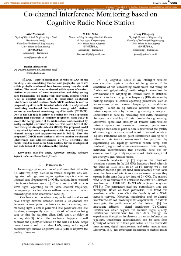 (PDF) Co-channel Interference Monitoring based on Cognitive Radio Node ...