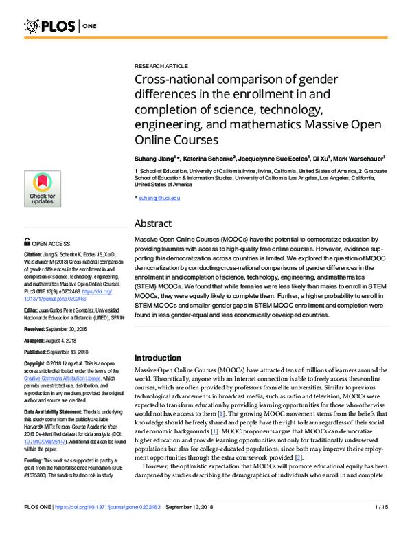 (PDF) Cross-national comparison of gender differences in the enrollment ...
