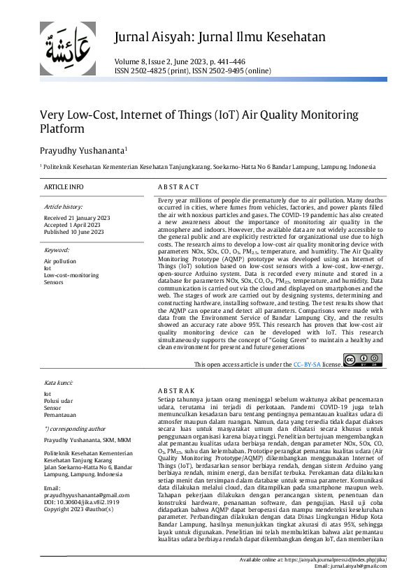 (PDF) Very Low-Cost, Internet of Things (IoT) Air Quality Monitoring ...
