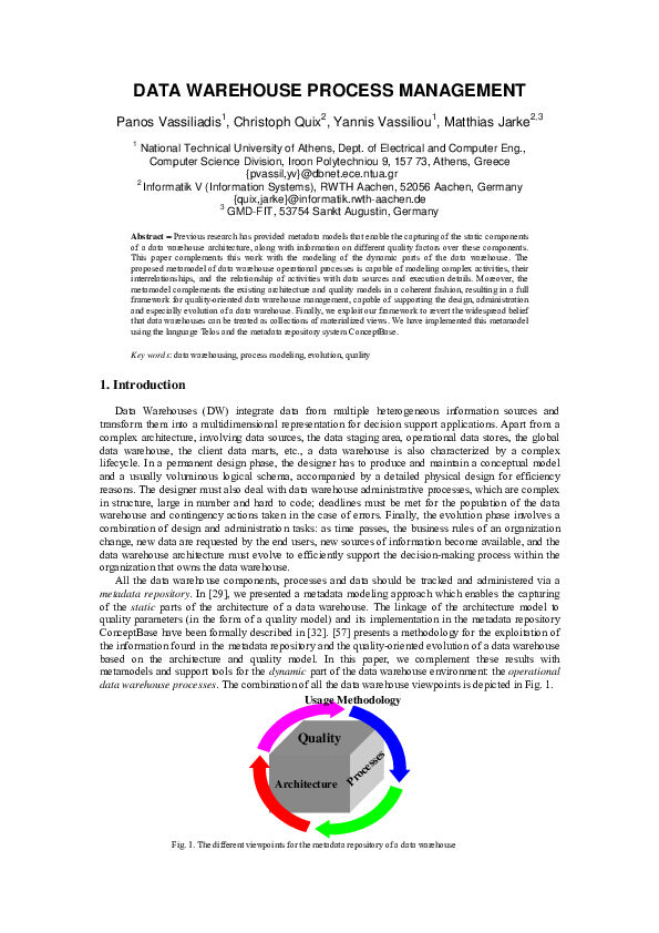 (PDF) Data warehouse process management
