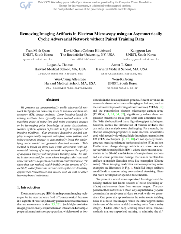 (PDF) Removing Imaging Artifacts in Electron Microscopy using an ...