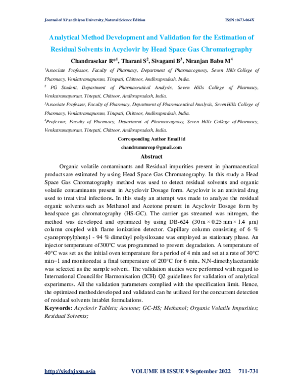 (PDF) Analytical Method Development and Validation for the Estimation