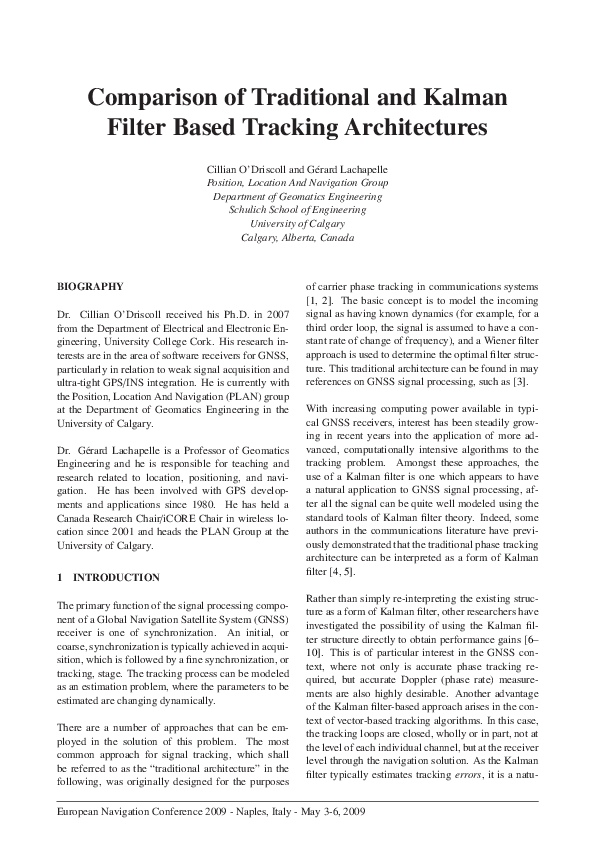 (PDF) Comparison of Traditional and Kalman Filter Based Tracking ...