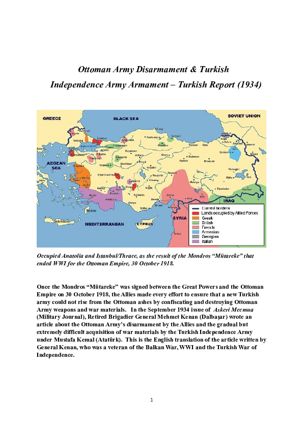 (DOC) Ottoman Army Disarmament & Turkish Independence Army Armament ...