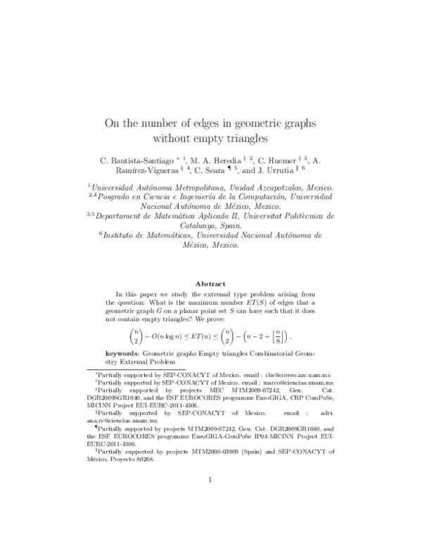 (PDF) On the Number of Edges in Geometric Graphs Without Empty Triangles
