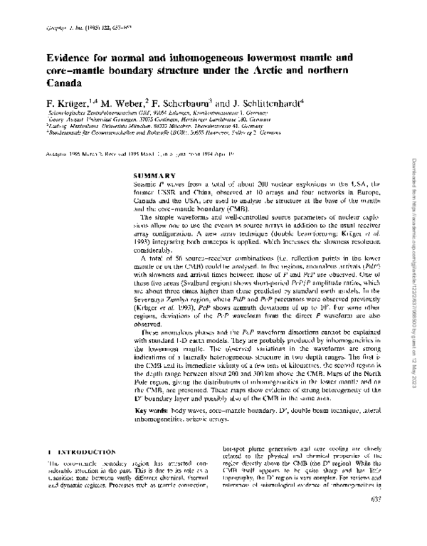 (PDF) Evidence for normal and inhomogeneous lowermost mantle and core ...