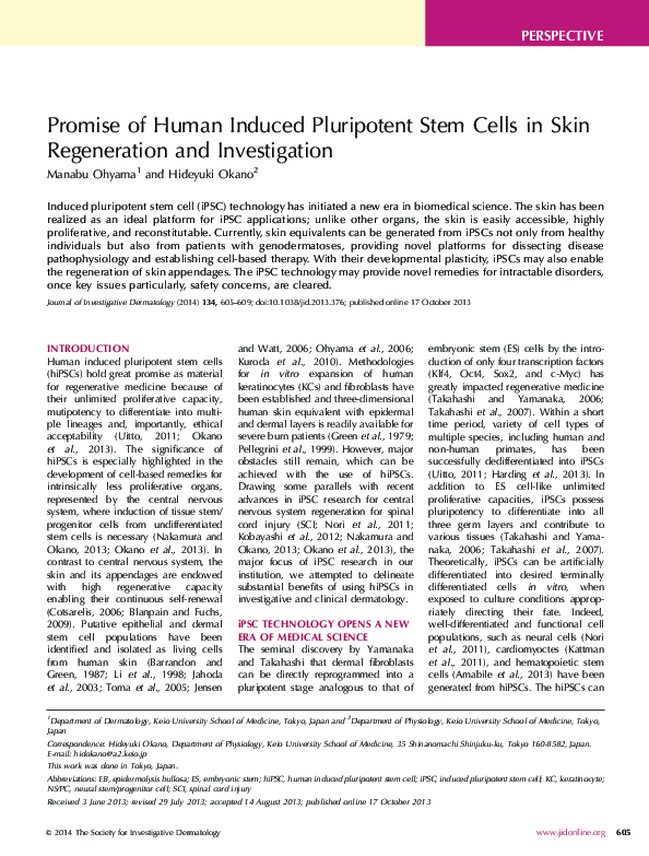 (PDF) Promise of human induced pluripotent stem cells in skin ...