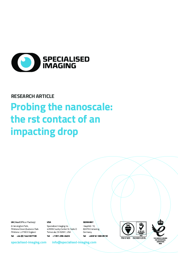 (PDF) Probing the nanoscale : the rst contact of an impacting drop RESEARCH