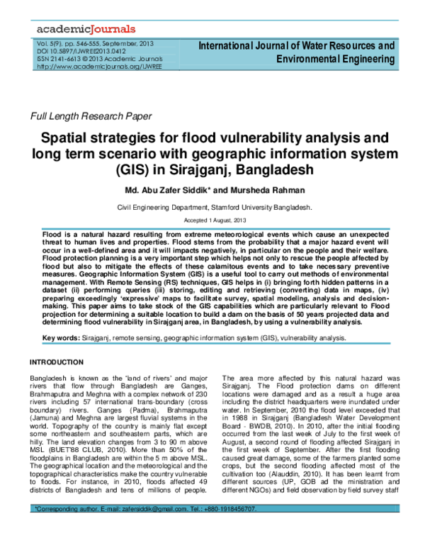 (PDF) Spatial strategies for flood vulnerability analysis and long term ...