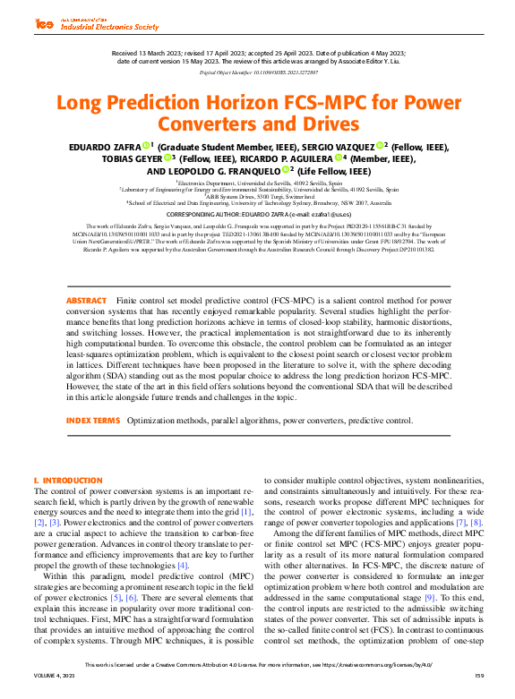 (PDF) Long Prediction Horizon FCS-MPC for Power Converters and Drives