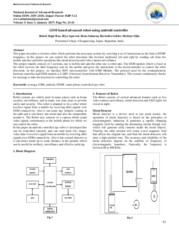 (PDF) GSM based advanced robot using android controller