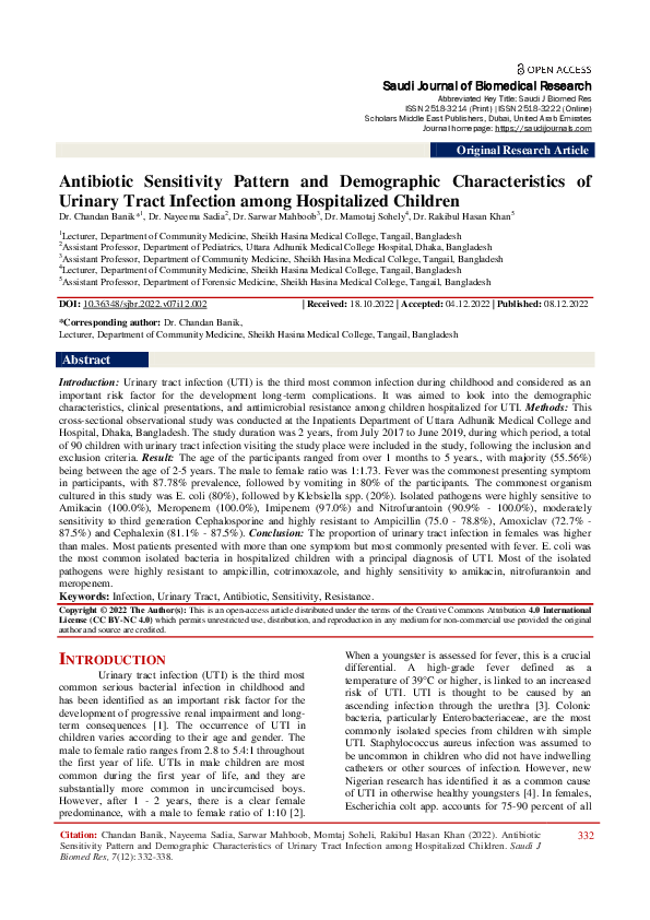 (PDF) Antibiotic Sensitivity Pattern and Demographic Characteristics of ...