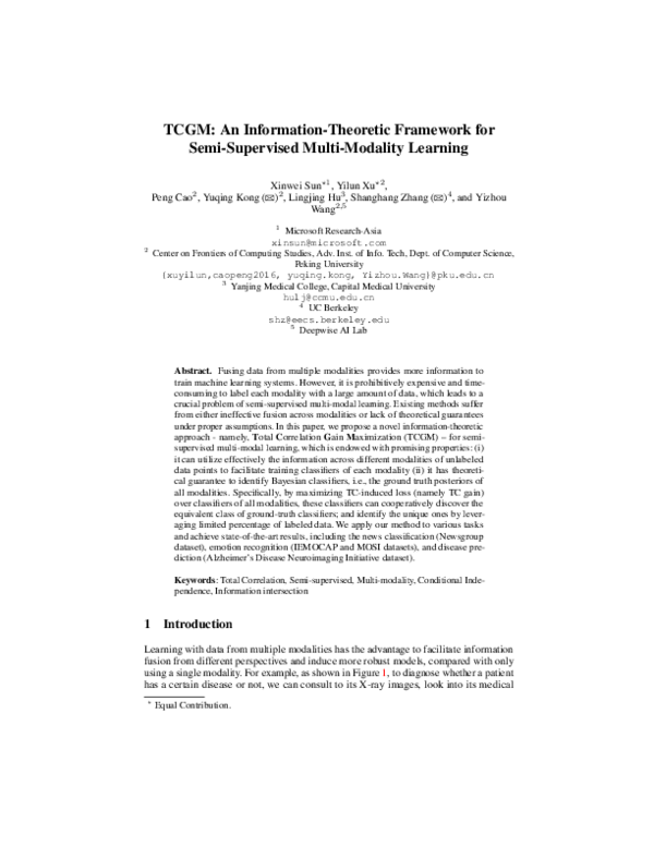 (PDF) TCGM: An Information-Theoretic Framework for Semi-supervised ...