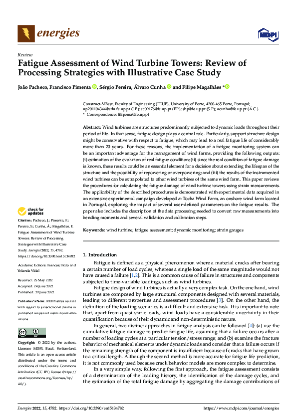 (PDF) Fatigue Assessment of Wind Turbine Towers: Review of Processing ...
