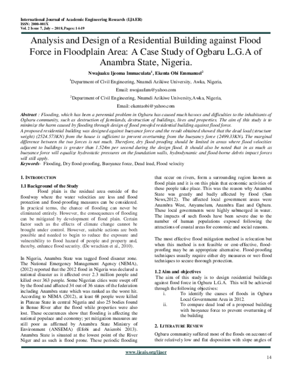 (PDF) Analysis and Design of a Residential Building against Flood Force ...