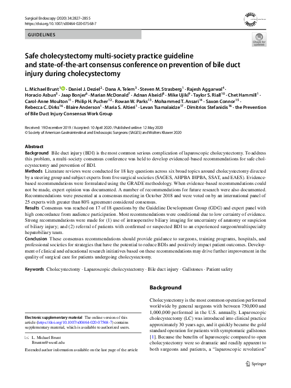 (PDF) Safe cholecystectomy multi-society practice guideline and state ...