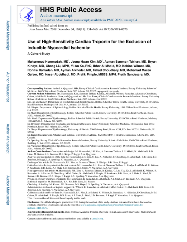 (PDF) Use of High-Sensitivity Cardiac Troponin for the Exclusion of ...