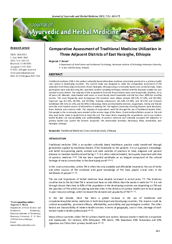 (PDF) Comparative Assessment of Traditional Medicine Utilizations in ...