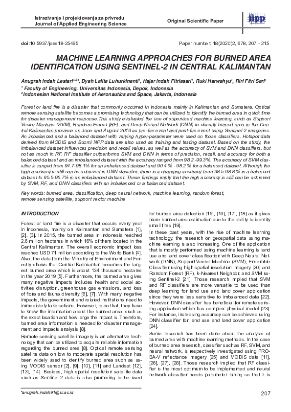 (PDF) Machine learning approaches for burned area identification using ...