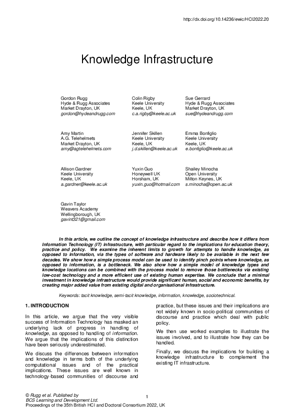 (PDF) Knowledge Infrastructure