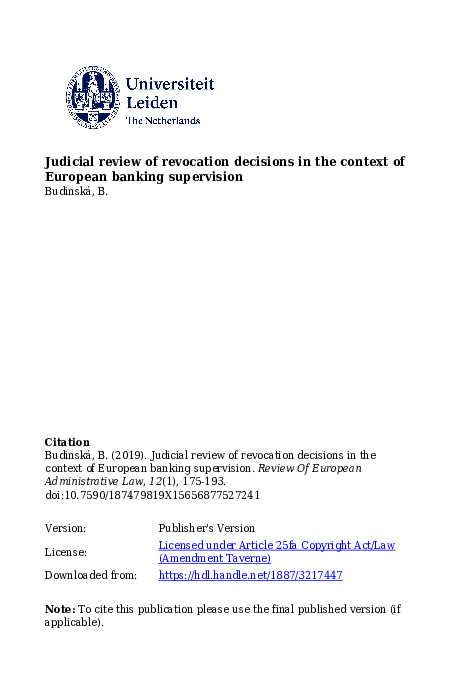 (PDF) Judicial review of revocation decisions in the context of ...