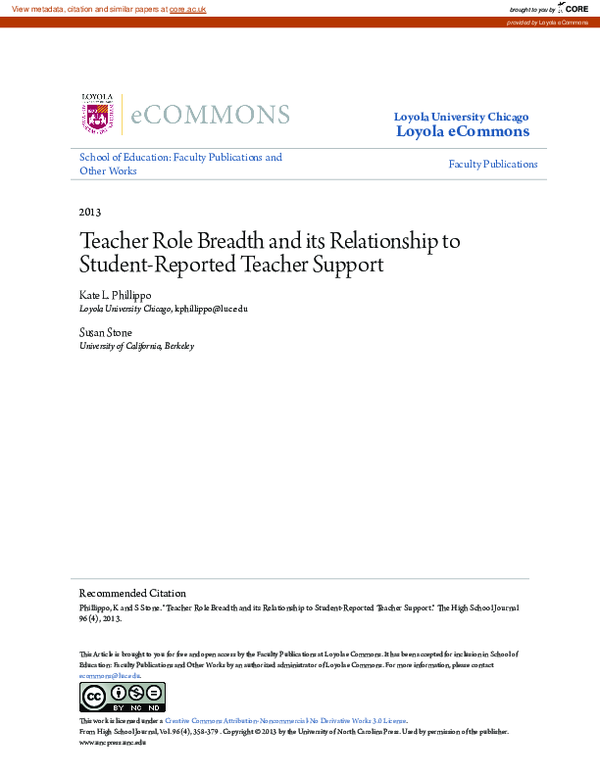 (PDF) Teacher Role Breadth and its Relationship to Student-Reported ...
