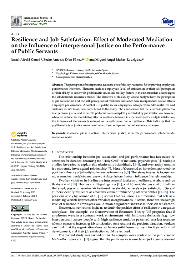 (PDF) Resilience and Job Satisfaction: Effect of Moderated Mediation on ...